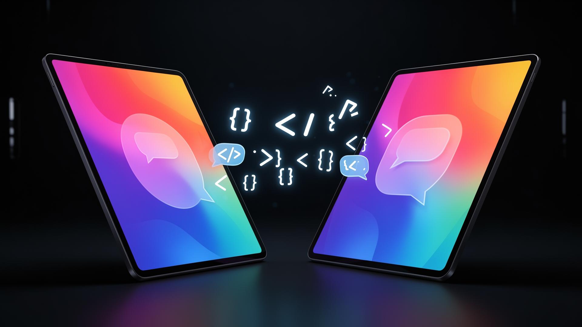 ChatGPT and Gemini AI interfaces side by side with JavaScript code flowing between them